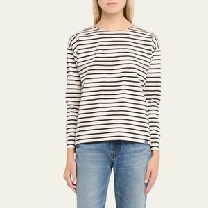 KULE The Boyfriend Striped Long Sleeve T-Shirt Cream & Navy